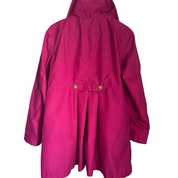 Lands’ End Women’s Medium Raspberry Pink Anorak Rain Jacket Lined Pockets - Picture 2 of 9
